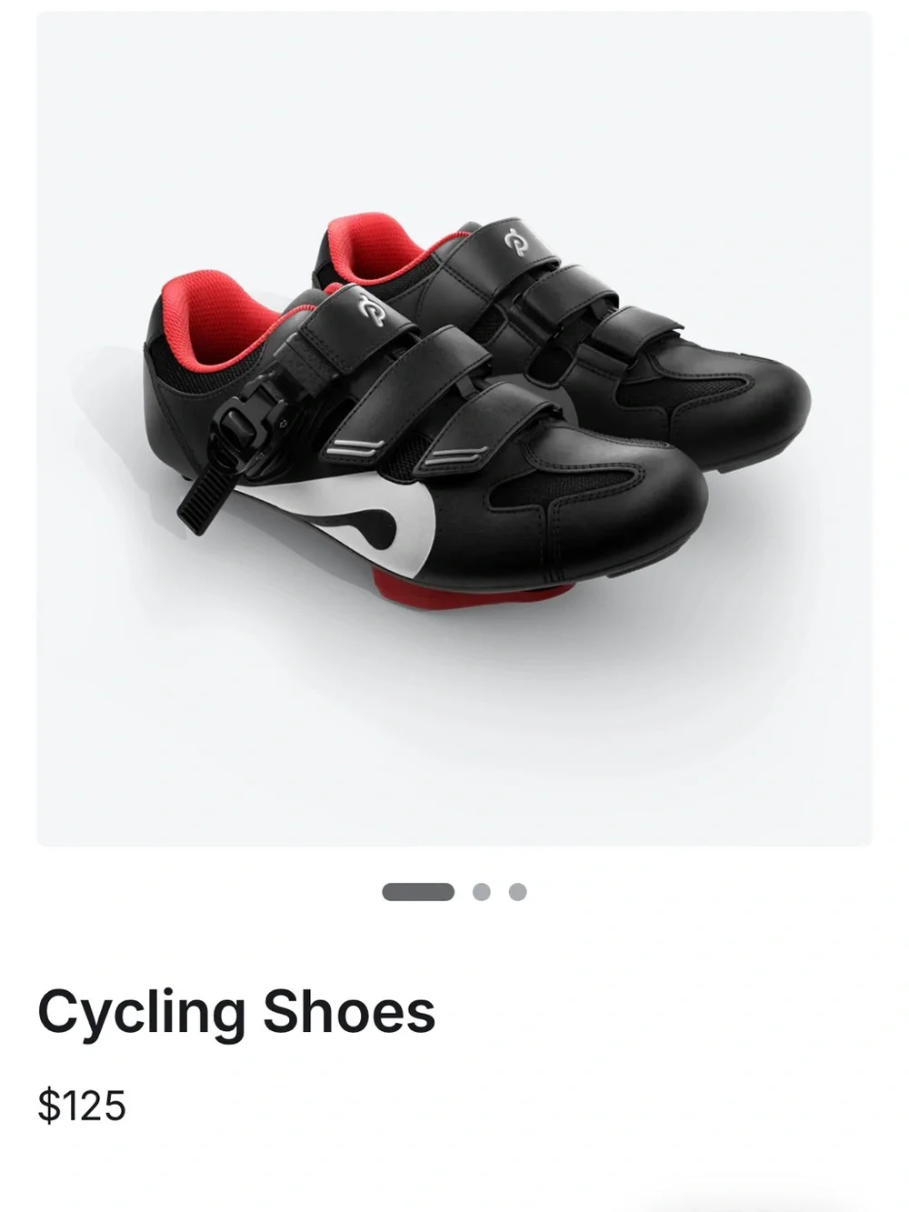 Peloton Black Cycling Shoes with Red Lining and Triple-Strap Closure
